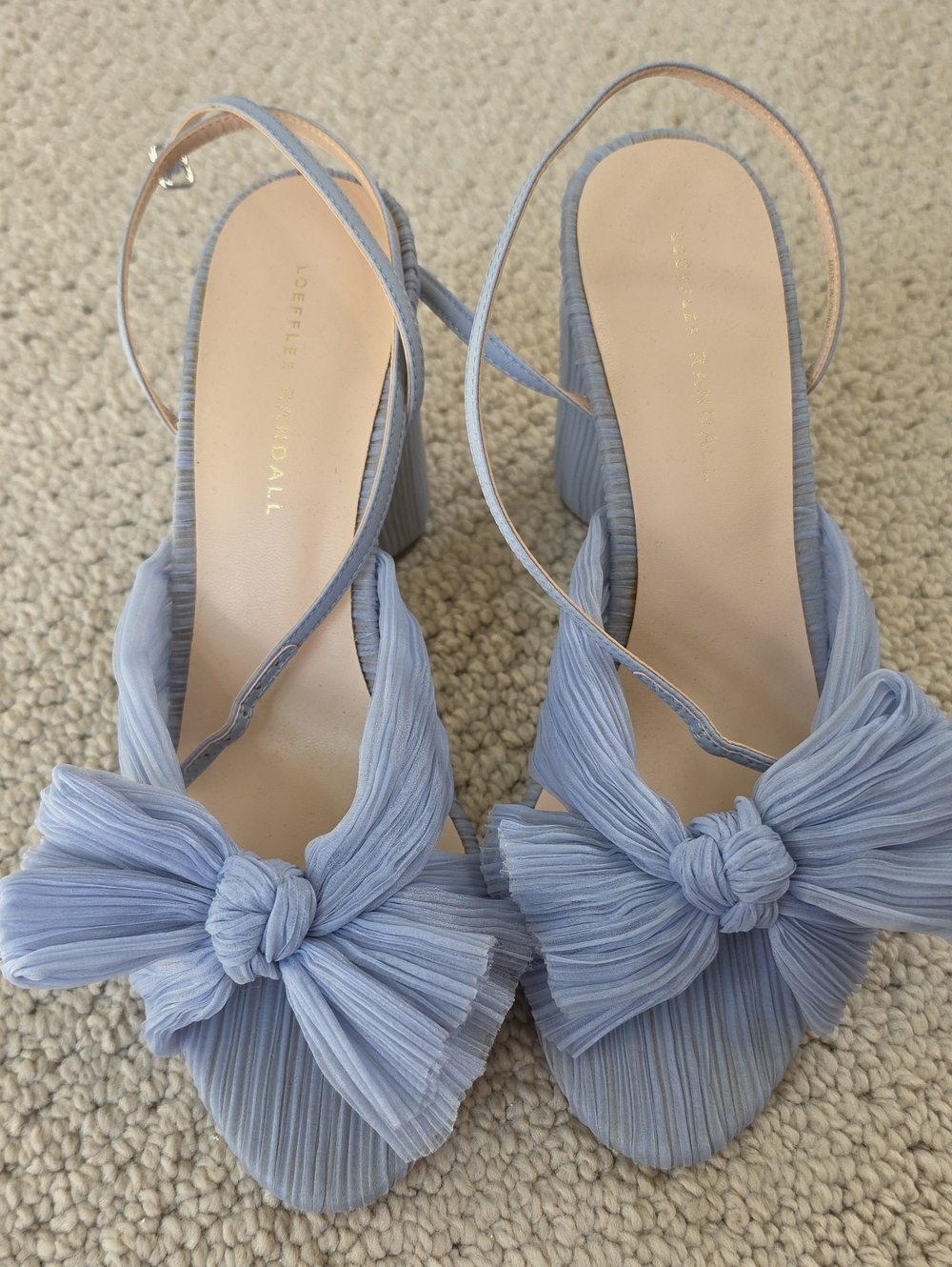 Loeffler Randall Pale Blue Pleated Knot Slingback Heels